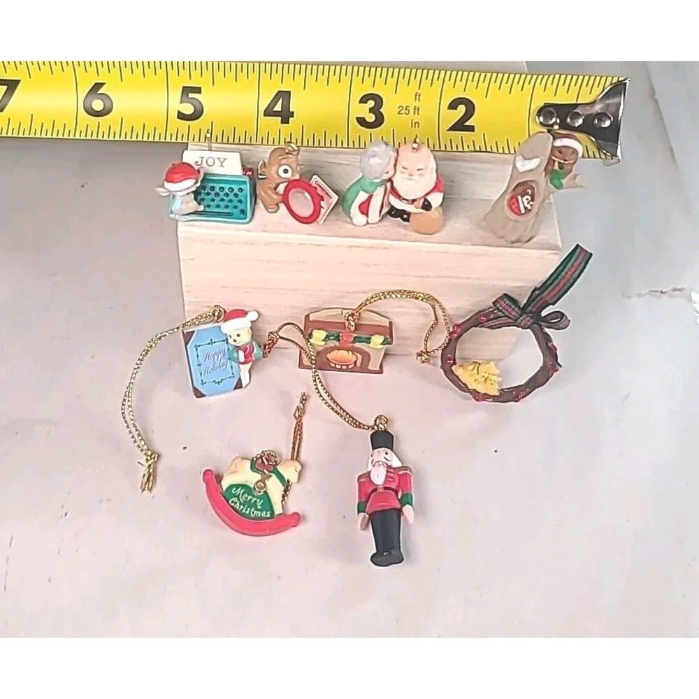 Vintage Set Of 9 Miniature Christmas Ornaments Squirrel Owl Mouse